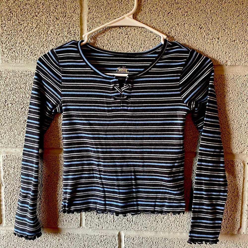Girls Long Sleeved, Ribbed, Striped T-Shirt